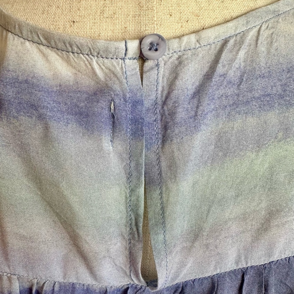 Anthropologie Cloth & Stone Flutter Slv Blouse Top Women’s L Blue Purple Ombre - Picture 5 of 11